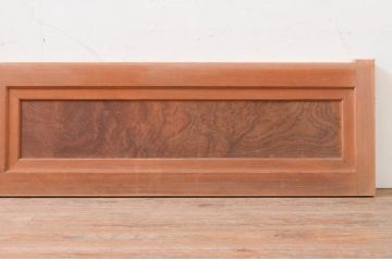 アンティーク建具　欅(ケヤキ)材　味のある玉杢が魅力的な横長FIX戸1枚(窓、明かり取り、明り取り、上り框、欄間、嵌め殺し、フィックス、板戸)(R-071559)