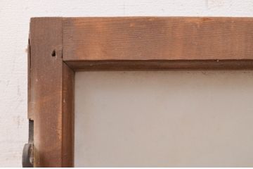 アンティーク建具　レトロ　古い木味が魅力の明かり取り1枚(明り取り、ガラス欄間、ガラス窓)(R-071561)