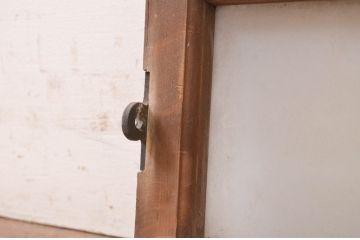 アンティーク建具　レトロ　古い木味が魅力の明かり取り1枚(明り取り、ガラス欄間、ガラス窓)(R-071561)