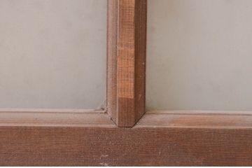 アンティーク建具　レトロ　古い木味が魅力の明かり取り1枚(明り取り、ガラス欄間、ガラス窓)(R-071561)