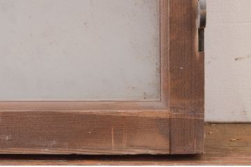 アンティーク建具　レトロ　古い木味が魅力の明かり取り1枚(明り取り、ガラス欄間、ガラス窓)(R-071561)
