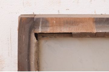 アンティーク建具　レトロ　古い木味が魅力の明かり取り1枚(明り取り、ガラス欄間、ガラス窓)(R-071561)