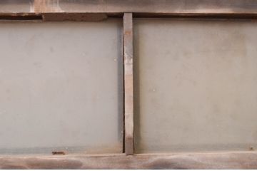 アンティーク建具　レトロ　古い木味が魅力の明かり取り1枚(明り取り、ガラス欄間、ガラス窓)(R-071561)
