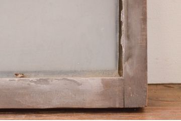 アンティーク建具　レトロ　古い木味が魅力の明かり取り1枚(明り取り、ガラス欄間、ガラス窓)(R-071561)
