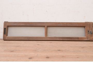 アンティーク建具　経年によって増した味わいが魅力的な横長窓2枚セット(明かり取り、明り取り、欄間、ガラス戸、引き戸)(R-071562)