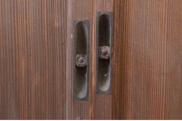 アンティーク建具　杉材　柾目の美しい幅狭扉1対2枚セット(ドア、木製扉、両開き戸)(R-071563)