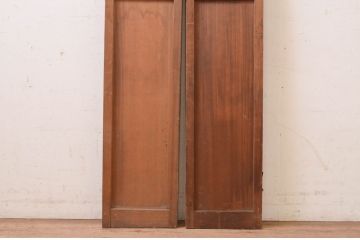 アンティーク建具　杉材　柾目の美しい幅狭扉1対2枚セット(ドア、木製扉、両開き戸)(R-071563)