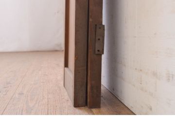 アンティーク建具　杉材　柾目の美しい幅狭扉1対2枚セット(ドア、木製扉、両開き戸)(R-071563)