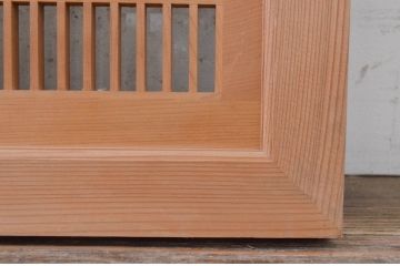 アンティーク建具　片面ガラス入り　格子と松竹梅の彫刻が素敵な欄間2枚セット(明かり取り、明り取り)(R-071564)