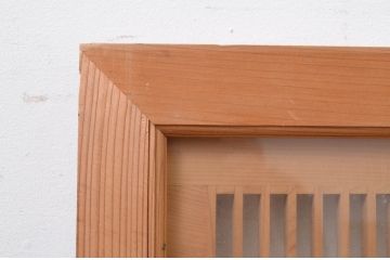 アンティーク建具　片面ガラス入り　格子と松竹梅の彫刻が素敵な欄間2枚セット(明かり取り、明り取り)(R-071564)