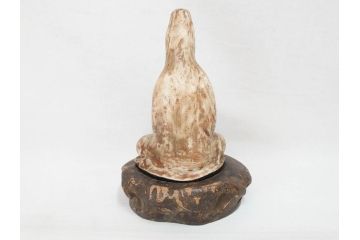 東洋作　木彫　観音像(仏教、逸見東洋?、仏像、置物、オブジェ、木製、共箱付き)(R-071571)