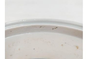 江戸後期　古伊万里　錦手　金彩　色絵　窓絵　鶴に仙人図　約28cm　9寸　色鮮やかな珍しい図柄に目を惹かれてしまう深鉢(人物、大鉢、丼、深皿、和食器、共箱付き、九寸)(R-071572)