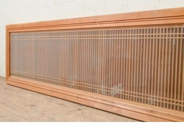 アンティーク建具　両面ガラス　繊細な格子が目を惹く筬欄間1枚(格子欄間、明り取り、明かり取り、オサランマ)(R-071585)