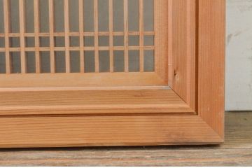 アンティーク建具　両面ガラス　繊細な格子が目を惹く筬欄間1枚(格子欄間、明り取り、明かり取り、オサランマ)(R-071585)