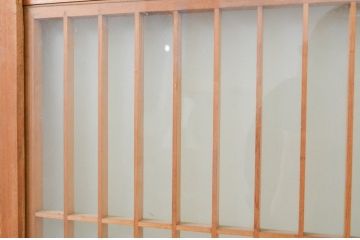 アンティーク建具　両面ガラス　和モダンな雰囲気づくりにおすすめの組子入り書院戸4枚セット(窓、引き戸、ガラス戸)(R-071586)
