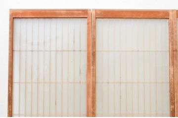 アンティーク建具　両面ガラス　和モダンな雰囲気づくりにおすすめの組子入り書院戸4枚セット(窓、引き戸、ガラス戸)(R-071586)