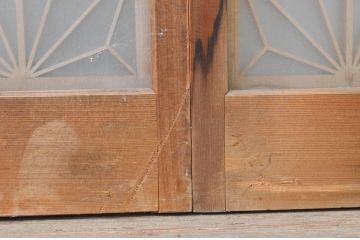 アンティーク建具　両面ガラス　和モダンな雰囲気づくりにおすすめの組子入り書院戸4枚セット(窓、引き戸、ガラス戸)(R-071586)