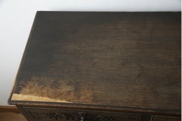 和製ビンテージ　神戸洋家具　細やかな彫刻が素晴らしいチェスト(引き出し、洋服タンス、ヴィンテージ、ぺザントアート)(R-071596)