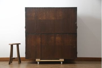 和製アンティーク　高級品!!　古民具・骨董　総桐材　希少!鳳凰の特大金具が素晴らしい佐渡小木箪笥(佐渡箪笥、和タンス、芸者箪笥、総桐箪笥、総桐たんす、衣装箪笥、整理たんす、重ねタンス、時代箪笥、引き出し)(R-071598)