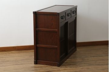 中古　美品　上質な和の空間を演出する水屋箪笥サイドボード(サイドキャビネット、収納棚、戸棚、食器棚、茶箪笥)(R-071603)
