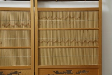 和製ビンテージ　和の趣あふれる4連衝立て　(R-071604)