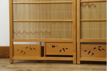 和製ビンテージ　和の趣あふれる4連衝立て　(R-071604)