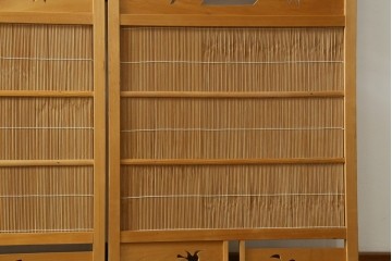和製ビンテージ　和の趣あふれる4連衝立て　(R-071604)