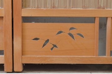 和製ビンテージ　和の趣あふれる4連衝立て(衝い立て、パーテーション、つい立て、仕切り、ヴィンテージ)(R-071604)
