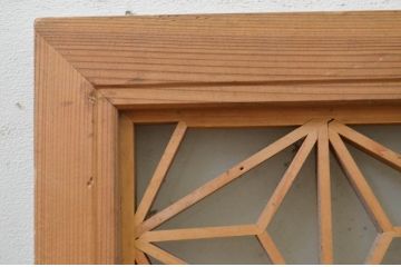 アンティーク建具　片面ガラス　上質な和の雰囲気を高める組子入り欄間1枚(明り取り、明かり取り)(R-071606)
