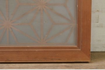 アンティーク建具　片面ガラス　上質な和の雰囲気を高める組子入り欄間1枚(明り取り、明かり取り)(R-071606)