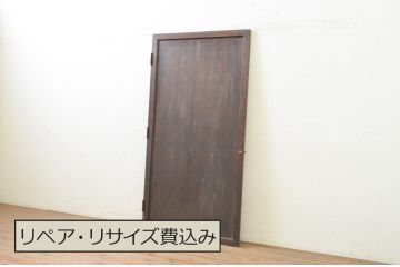 アンティーク建具　片面紙張り　杉材　経年を感じさせる木味が魅力的な一枚板のドア1枚(木製扉)(R-071619)