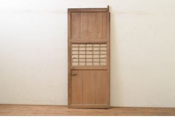 アンティーク建具　裏障子付き　時を経た風合いが味わい深い格子帯戸1枚(格子戸、木製扉)(R-071622)