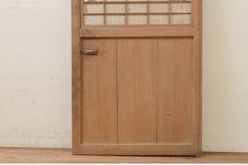 アンティーク建具　裏障子付き　時を経た風合いが味わい深い格子帯戸1枚(格子戸、木製扉)(R-071622)