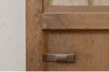 アンティーク建具　裏障子付き　時を経た風合いが味わい深い格子帯戸1枚(格子戸、木製扉)(R-071622)