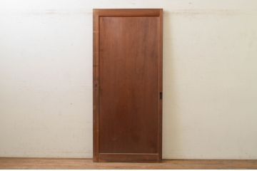 アンティーク建具　檜(ヒノキ)材一枚板　日本風情を感じさせる重厚な引き戸1枚(蔵戸、板戸、玄関戸)(R-071628)