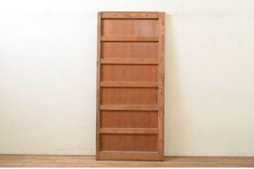 アンティーク建具　檜(ヒノキ)材一枚板　日本風情を感じさせる重厚な引き戸1枚(蔵戸、板戸、玄関戸)(R-071628)