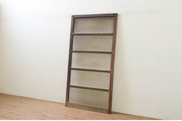アンティーク建具　総欅(ケヤキ)材　どこか懐かしい雰囲気を感じるガラス戸1枚(引き戸)(R-071633)