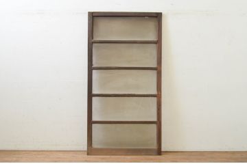 アンティーク建具　総欅(ケヤキ)材　どこか懐かしい雰囲気を感じるガラス戸1枚(引き戸)(R-071633)