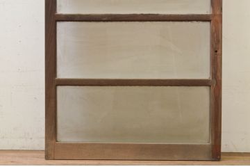 アンティーク建具　総欅(ケヤキ)材　どこか懐かしい雰囲気を感じるガラス戸1枚(引き戸)(R-071633)