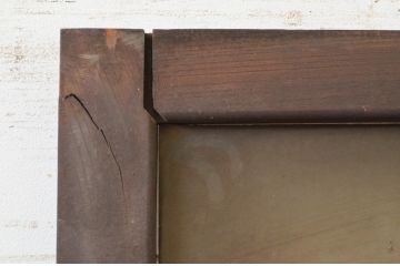 アンティーク建具　総欅(ケヤキ)材　どこか懐かしい雰囲気を感じるガラス戸1枚(引き戸)(R-071633)