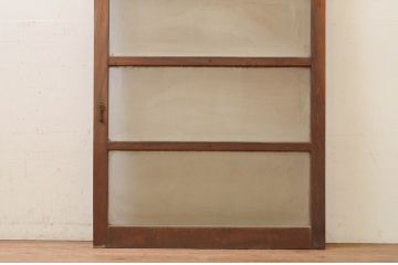 アンティーク建具　総欅(ケヤキ)材　どこか懐かしい雰囲気を感じるガラス戸1枚(引き戸)(R-071633)