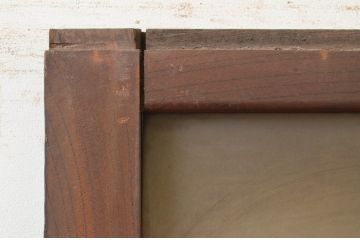 アンティーク建具　総欅(ケヤキ)材　どこか懐かしい雰囲気を感じるガラス戸1枚(引き戸)(R-071633)