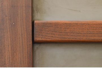アンティーク建具　総欅(ケヤキ)材　どこか懐かしい雰囲気を感じるガラス戸1枚(引き戸)(R-071633)