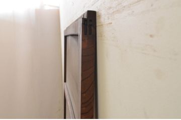 アンティーク建具　総欅(ケヤキ)材　どこか懐かしい雰囲気を感じるガラス戸1枚(引き戸)(R-071633)