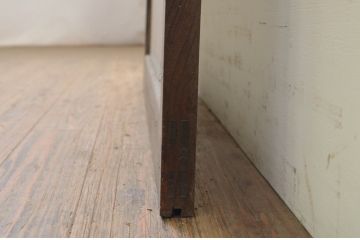 アンティーク建具　総欅(ケヤキ)材　どこか懐かしい雰囲気を感じるガラス戸1枚(引き戸)(R-071633)