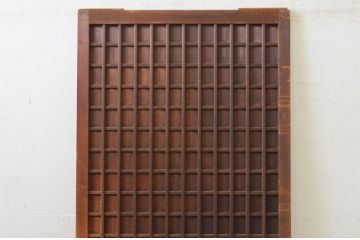 アンティーク建具　上手物!!　杉材柾目のマス目格子戸1枚(きつね格子、狐格子、引き戸、格子戸、板戸、升目)(R-071642)