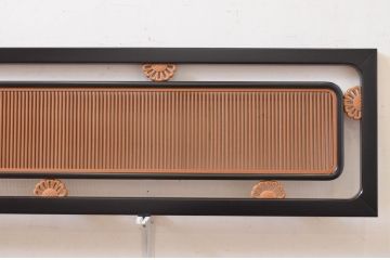 アンティーク建具　高級品!!　上手物!!　黒漆枠　上品な彫刻と繊細な格子が素敵な欄間2枚セット(明かり取り、明り取り)(R-071661)