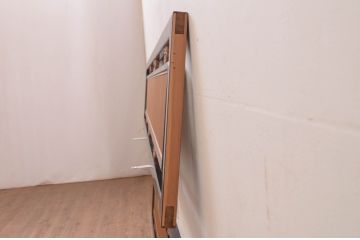 アンティーク建具　高級品!!　上手物!!　黒漆枠　上品な彫刻と繊細な格子が素敵な欄間2枚セット(明かり取り、明り取り)(R-071662)