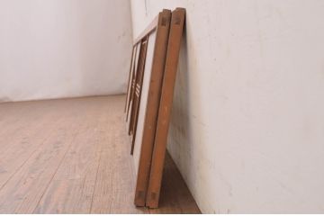 アンティーク建具　和モダンな空間づくりにおすすめ!格子入りの横長引き戸2枚セット(ダイヤガラス、窓、明かり取り、明り取り、ガラス欄間)(R-071663)