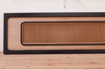 アンティーク建具　高級品!!黒漆枠　繊細な格子が目を惹く凝った造り込みの格子欄間2枚セット(明かり取り、明り取り、筬欄間、オサランマ、おさらんま)(R-071664)